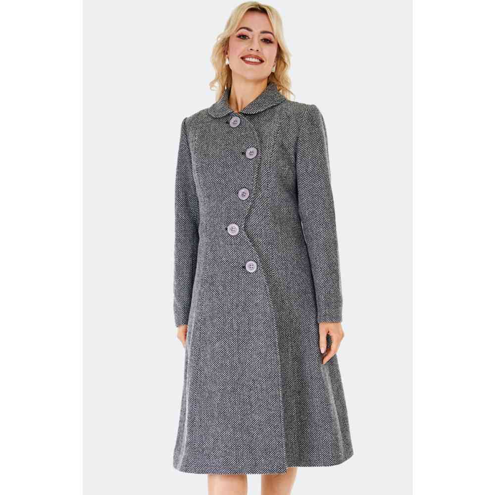 Voodoo Vixen - Wool Blend Herringbone Winter coat - Grey